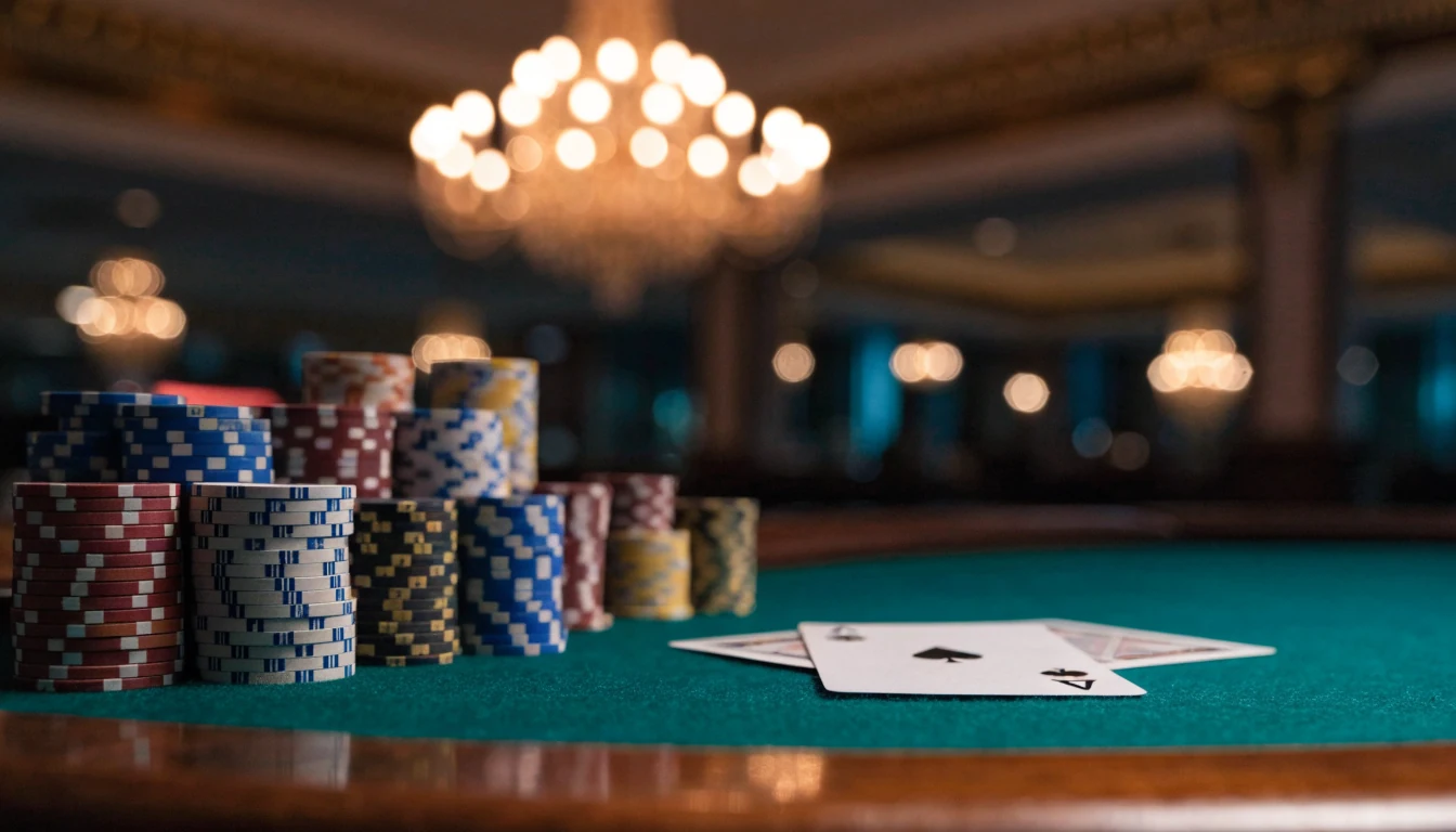 Casino blackjack table with chips and cards in a New Zealand venue