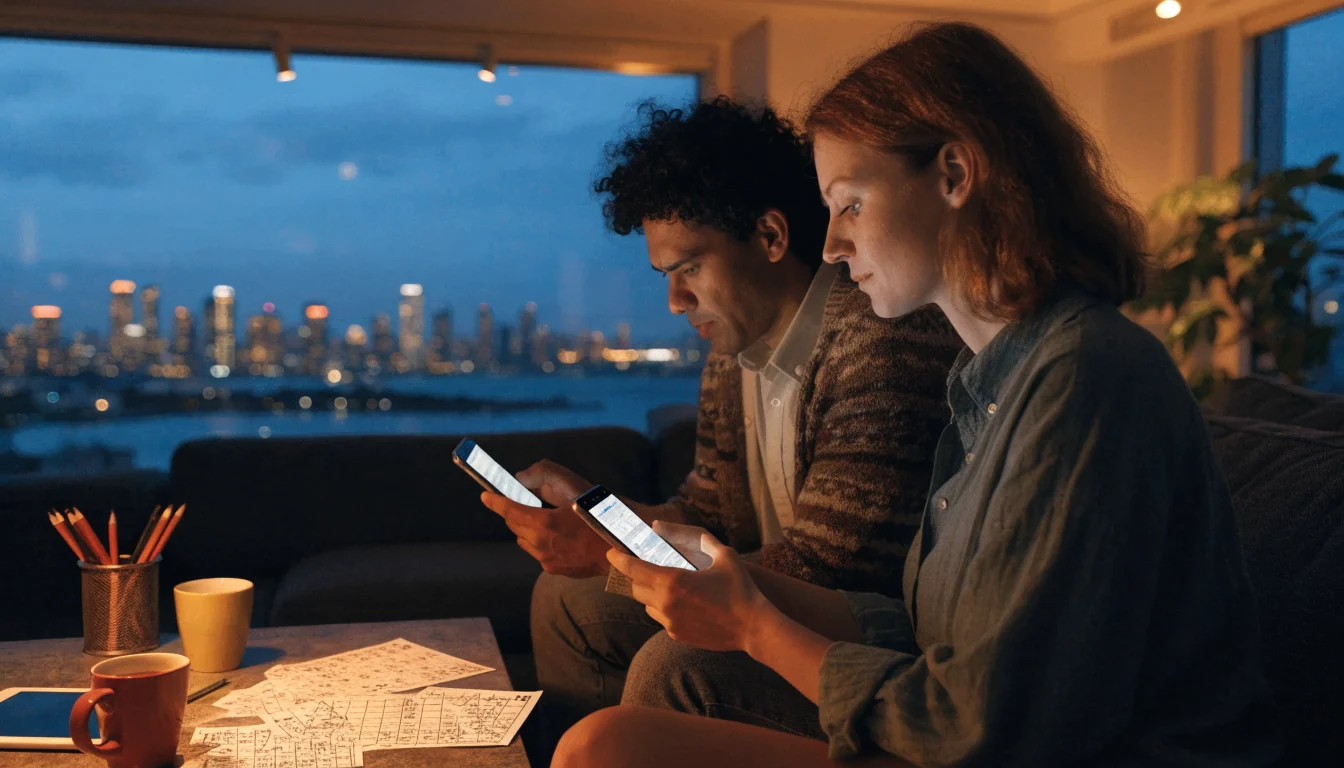 New Zealand couple playing online keno at home with marked tickets