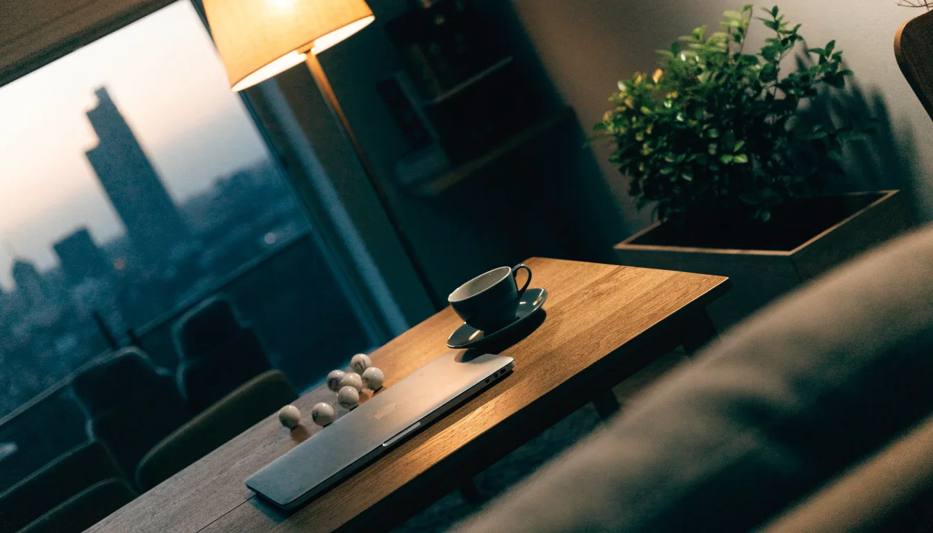 Keno balls on a table with a laptop in a New Zealand home