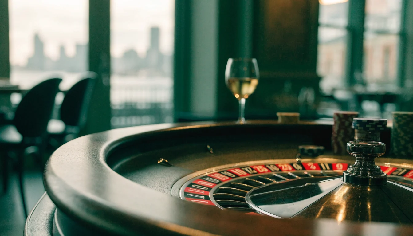 Roulette table with chips at a New Zealand casino
